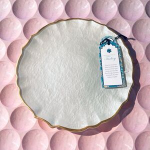 Dessert Or Salad Plate Pearlized Finish With Gold Trim 8” Made In Turkey